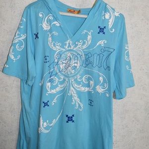 Short sleeve top with hood